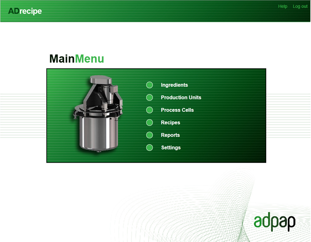 adpap menu screen