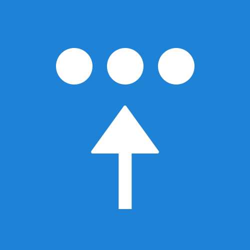 three dots with pointer arrow, upload icon