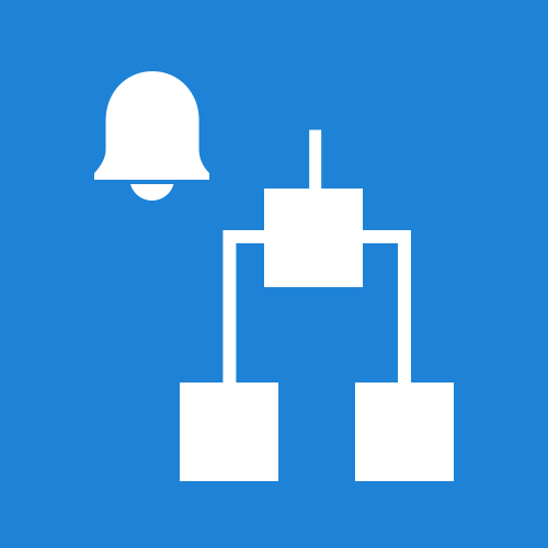 alarms icon, bell and flow chart icon