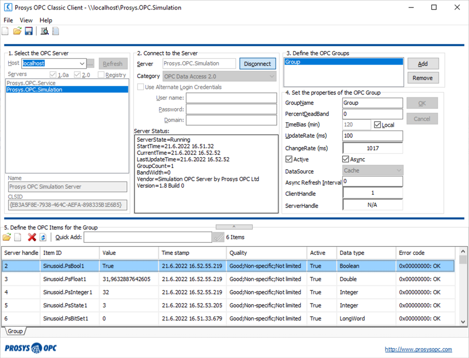 OPC Classic Client UI screenshot